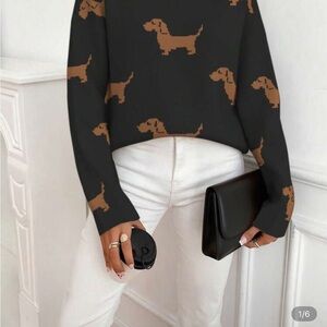 Women's Black and Brown Dachshund (Weiner Dog) Sweater